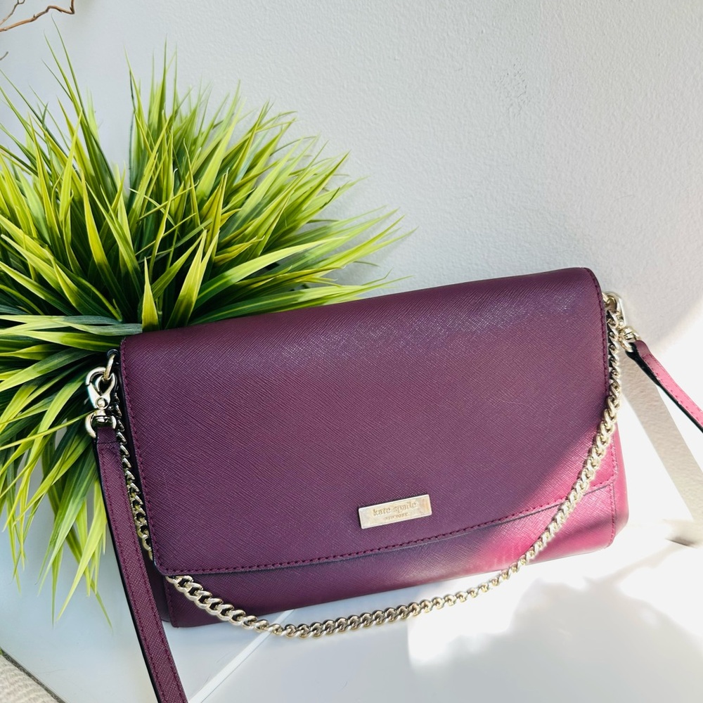 Kate Spade| Burgundy Crossbody Bag with Chain - Picture 3 of 12